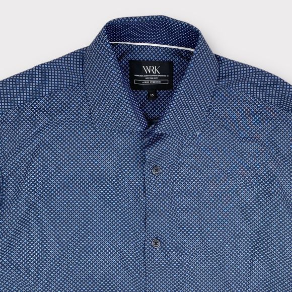 W.R.K Work Rest Karma Men's Small Medallion 4 Way Stretch Button Shirt Blue - Picture 3 of 14